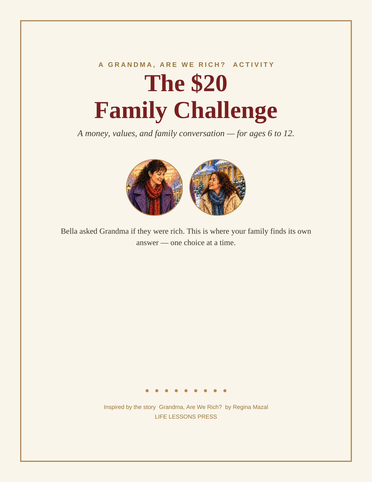 The $20 Family Challenge printable cover